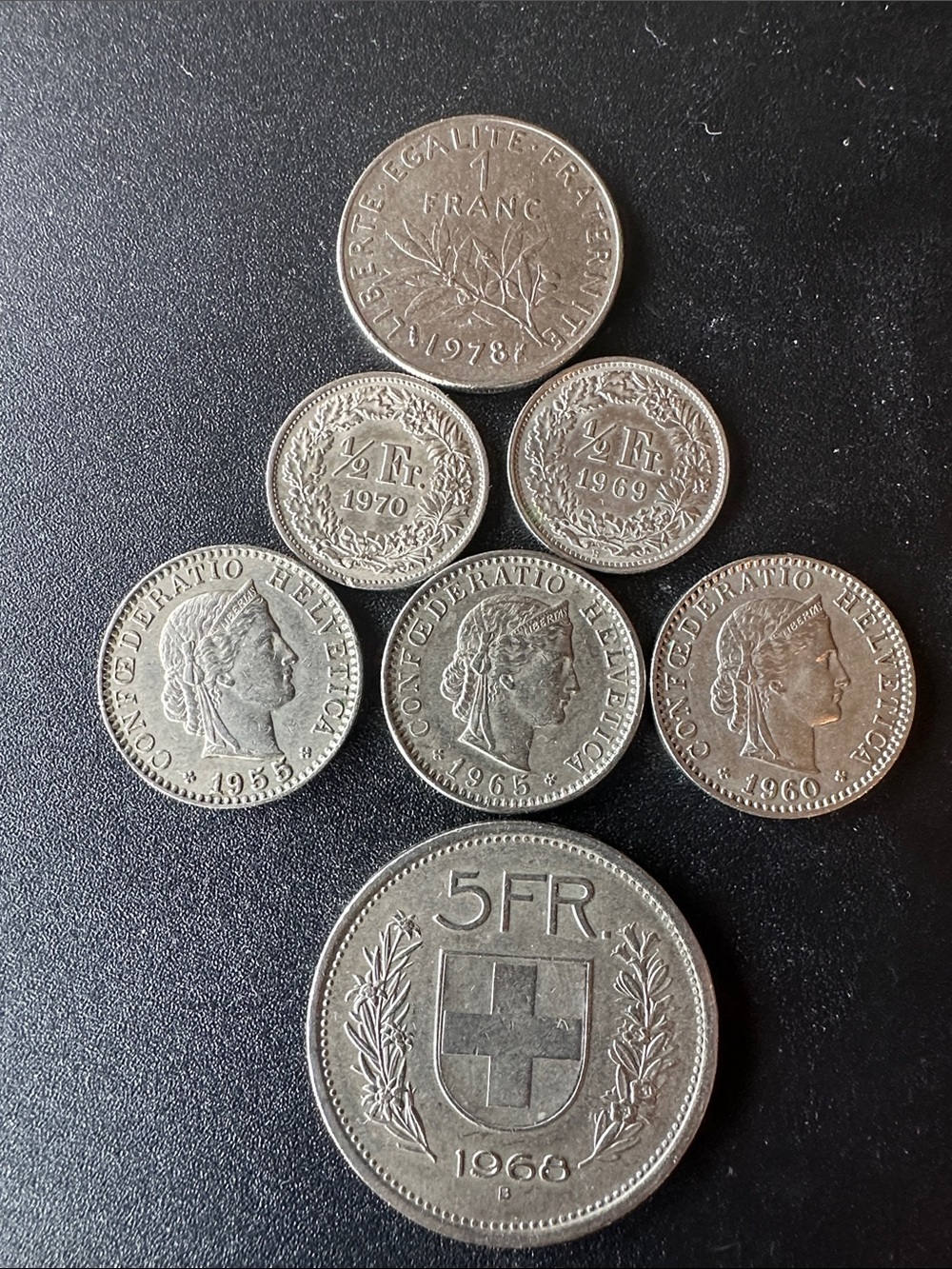 Lot of 7 Vintage European Coins Including Years From The 50s 60s and 70s
